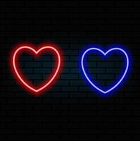 Set of neon lighting heart shape frame design on red, pink and purple background. Elements valentine day festival design. Collection of geometric backdrop for product display in top view scene. vector