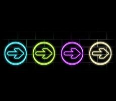 Swipe up neon sign. Glowing neon arrow pointer isolated. Realistic glowing Bright neon arrow. Button for social media. vector