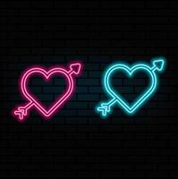 Set of 3D valentine day background with pink, coral red realistic cylinder pedestal podium. Neon light heart shape. geometric form. Mockup product display. Minimal wall scene. Stage showcase. vector