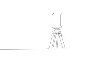 Animated drawing of continuous line draw architect meeting at construction site to talk blueprint design to team member. Building architecture concept. Single line animation. High quality 4k footage video