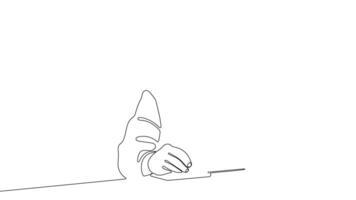 Animated drawing of continuous line draw architect meeting at construction site to talk blueprint design to team member. Building architecture concept. Single line animation. High quality 4k footage video