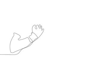 Animated drawing of continuous line draw architect meeting at construction site to talk blueprint design to team member. Building architecture concept. Single line animation. High quality 4k footage video