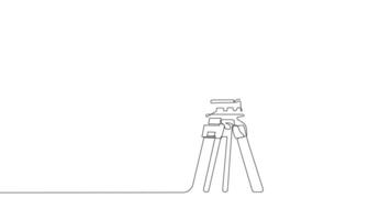 Animated drawing of continuous line draw architect meeting at construction site to talk blueprint design to team member. Building architecture concept. Single line animation. High quality 4k footage video