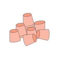 Pile of paper cup in isometric 3d style. illustration of paper cup stack isolated on white background. design element illustration of a container that can be used for drinking vector