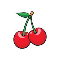 Cherry icon on white background. Fruit illustration in cartoon style. Simple and natural design of cherry symbol. Fruit basic element graphic resources. vector