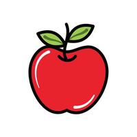 Red apple icon illustration. Isolated on white background. Illustration of an apple, suitable for designing the introduction of fruits to children, picture books, and other. vector