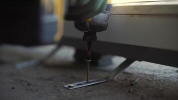 Installation of the window frame worker using screwdriver video