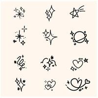 blink blink doodle With illustration style doodle and line art vector