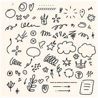 Sketch underlines and icons With illustration style doodle and line art vector