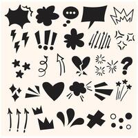 Hand drawn effect set With illustration style doodle and line art vector