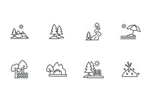 Landscape icon set..Editable stroke.linear style sign for use web design,logo.Symbol illustration. vector