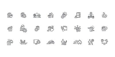 Waste icon set..Editable stroke.linear style sign for use web design,logo.Symbol illustration. vector