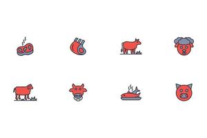 Meat icon set..Editable stroke.linear style sign for use web design,logo.Symbol illustration. vector