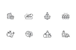 grocery icon set..Editable stroke.linear style sign for use web design,logo.Symbol illustration. vector