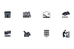 storage icon set..Editable stroke.linear style sign for use web design,logo.Symbol illustration. vector
