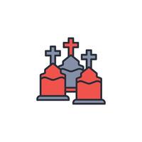 Cemetery icon. .Editable stroke.linear style sign for use web design,logo.Symbol illustration. vector
