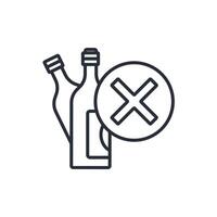 no alcohol icon. .Editable stroke.linear style sign for use web design,logo.Symbol illustration. vector