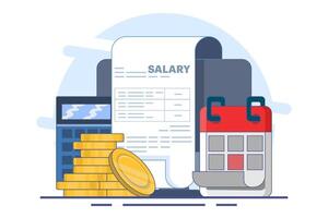 payroll system concept, online income calculation and automatic payment, administrative accounting office or calendar payment date, payroll. vector