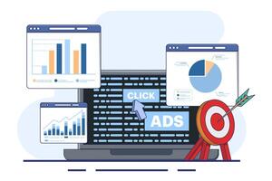 Pay per click concept for websites. Advertising on the internet, clicking on ads, pay per click system. Advertising. vector