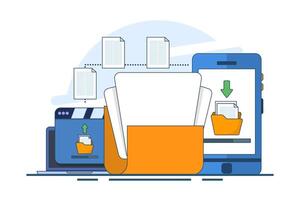 File sharing concept, data transfer, documentation transfer, cloud services, electronic document management. Browse send files for business, file. vector
