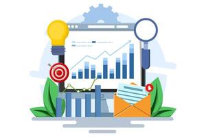 Business performance data analysis concept, Search engine optimization, Market research chart, Data analysis, Financial report, Business strategy, Financial forecast. . vector