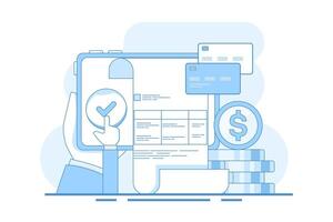 Digital payment system concept, Online payment, Online invoice, Online payment with smartphone and bank application. Online payment via smartphone, application for money transfer. . vector