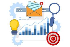 Business performance data analysis concept, Search engine optimization, Market research chart, Data analysis, Financial report, Business strategy, Financial forecast. vector