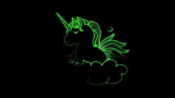 Unicorn and a Rainbow Cloud A unicorn sitting on a fluffy cloud with a rainbow coming out of it. video