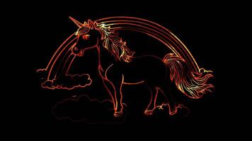 Unicorn and Rainbow A unicorn standing on a cloud with a rainbow arching overhead. video