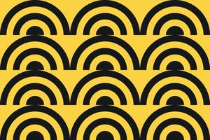 Half Circle Yellow and Black Geometric Pattern vector