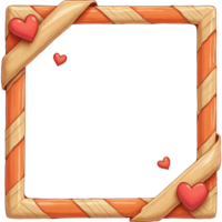 A frame with a heart on it and a ribbon around it png