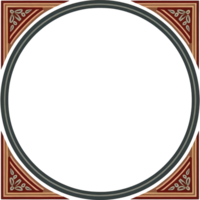 A round frame with a black border and red trim png