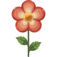 A flower with a green stem and red petals png