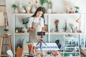 Small business owners are live streaming. Sell products to customers who come to see to buy and take orders. Check out the orders that customers order from online retailers - online shopping. photo