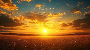 field with a glowing sky photo