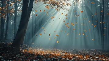 autumn forest sunlight photo