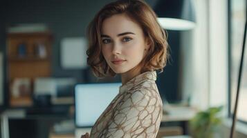 Beautiful woman in the office photo