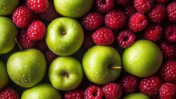 raspberry and green apples photo