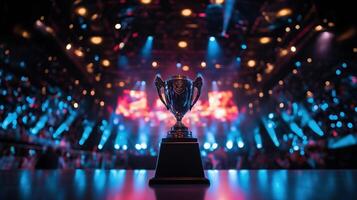 esport trophy on the stage photo