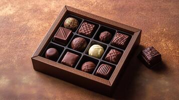 chocolates arranged in a decorative box photo