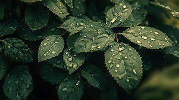 rain drops on the leaves macro photo