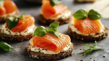 gourmet canape with salmon photo