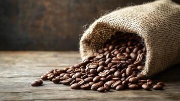Coffee beans cascading out photo