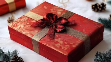christmas ribbon gift box photo