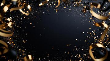 party celebration frame of shiny black and gold black photo