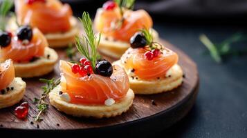 canape with salmon gourmet photo