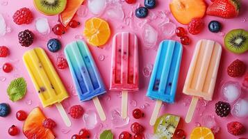 Top view of tasty colorful ice cream photo
