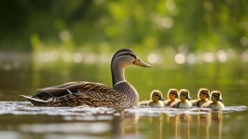 cute duck and ducklings photo