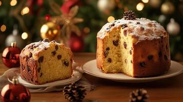 homemade panettone and christmas cake photo