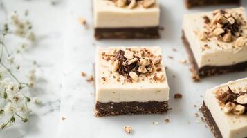 Peanut Butter Cheesecake Bars Plate. photo